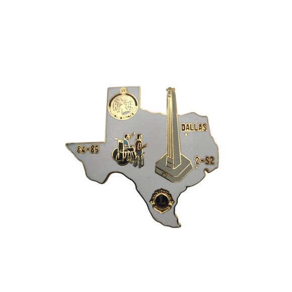 Vintage 1984-85 Lions Club Pin Texas Dallas District 2-S2 Reunion Tower Service - Picture 1 of 8